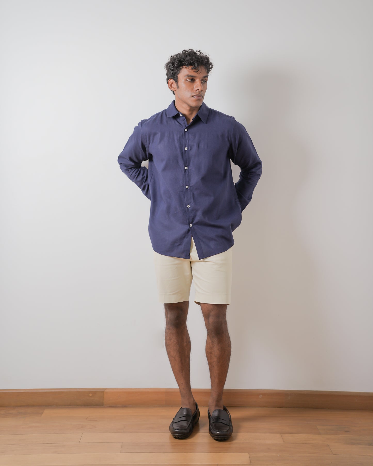 Navy Kennedy long sleeve shirt