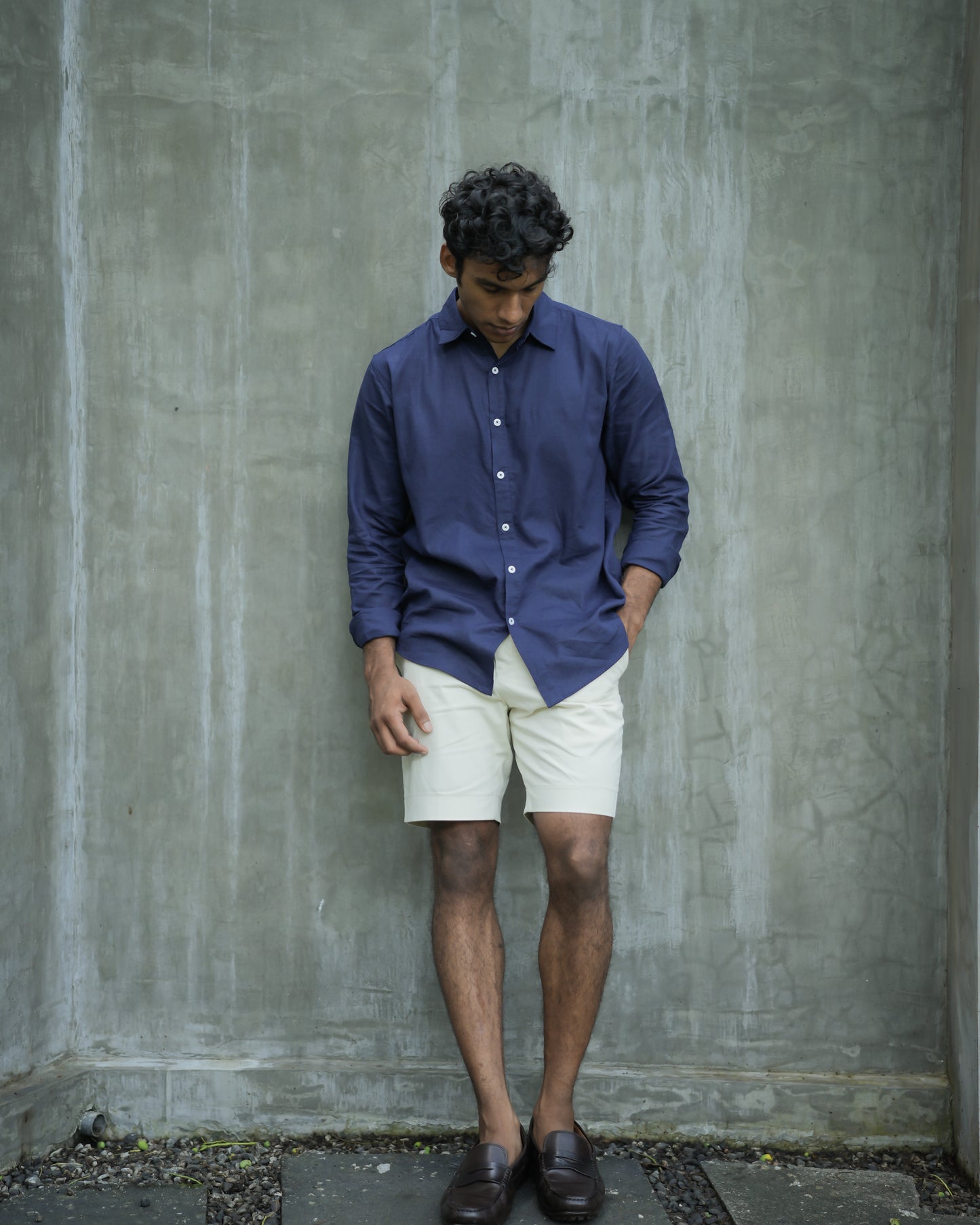 Navy Kennedy long sleeve shirt