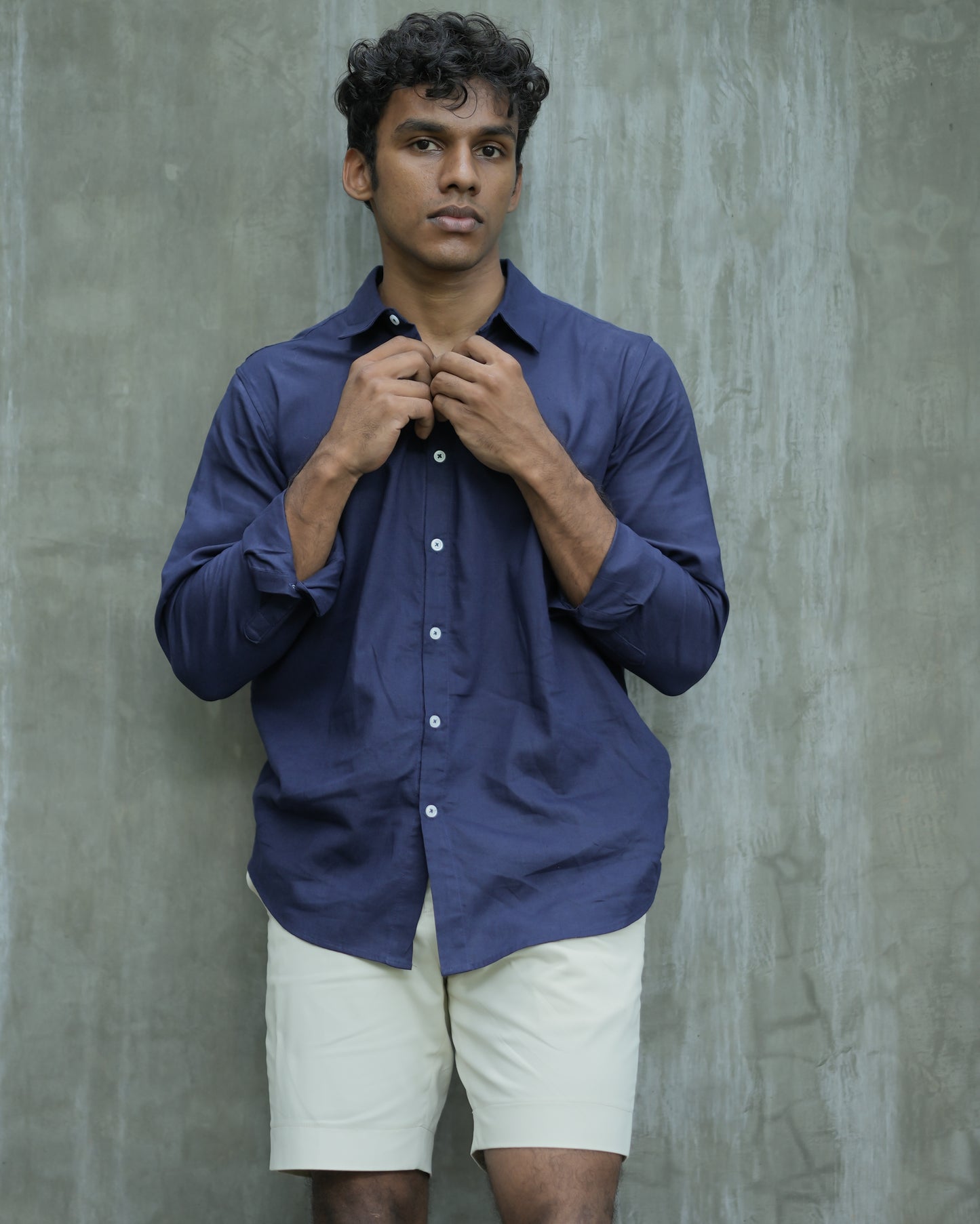 Navy Kennedy long sleeve shirt