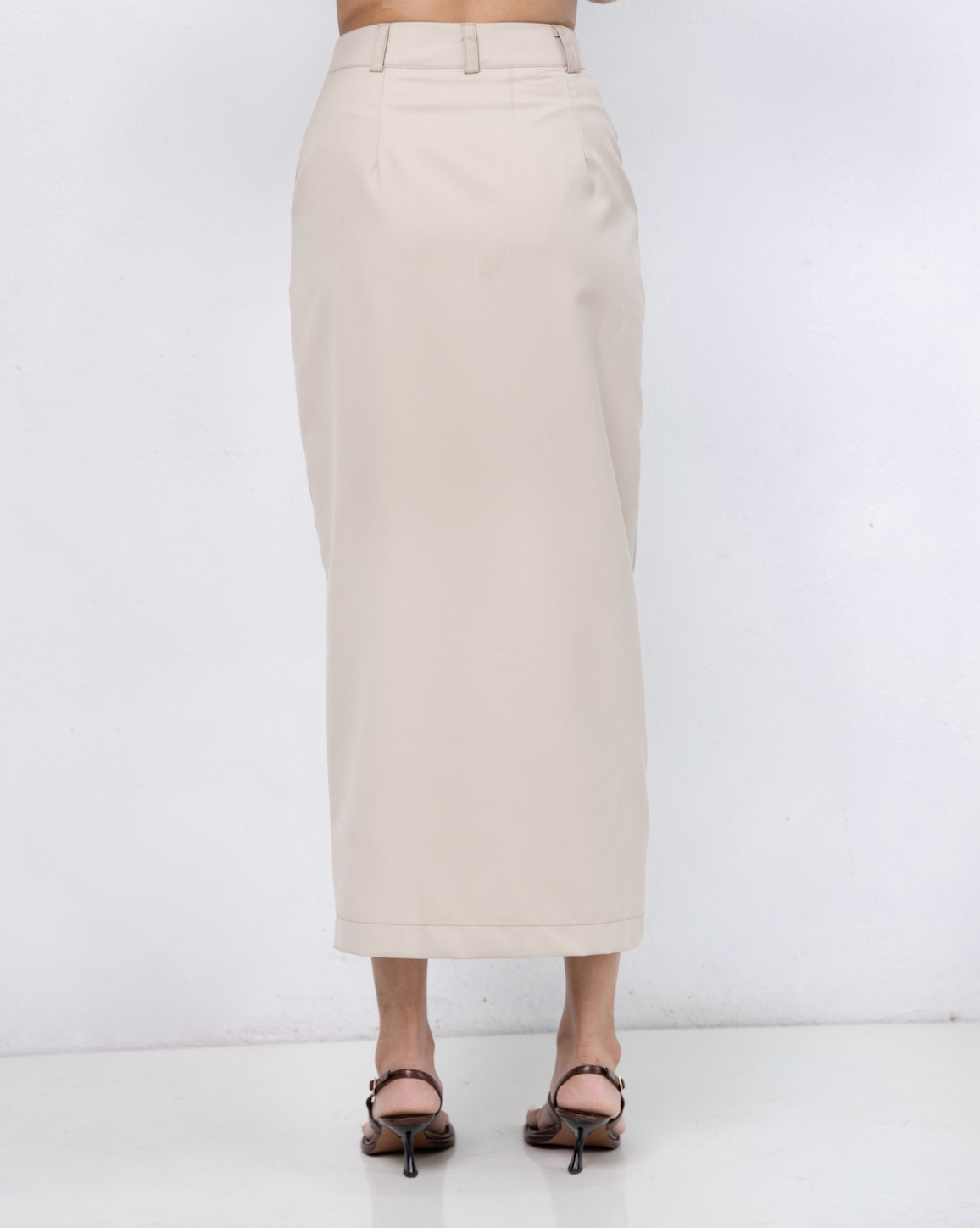 Natasha tailored front midi skirt