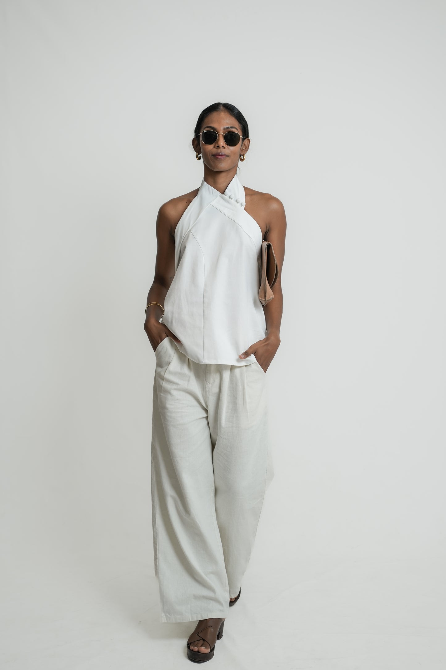 York tailored halter neck top